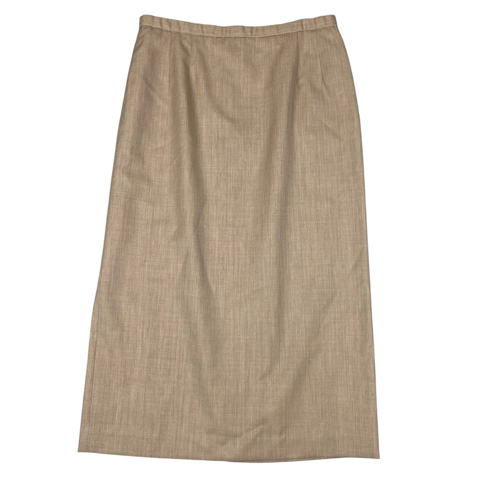 Pendleton Virgin Wool Lined Back Vent Maxi Skirt Womens 18 Tan